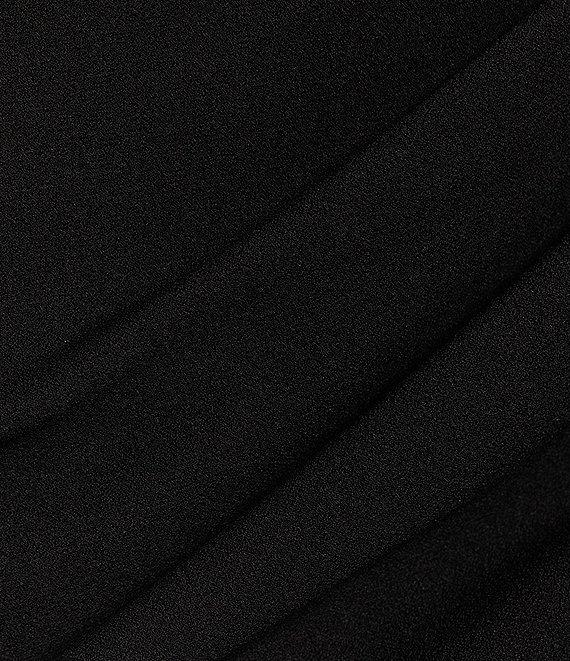 Belle by Badgley Mischka Daphne Stretch Crepe Halter Neck Sleeveless Asymmetrical Hem Side Drape Dress Product Image