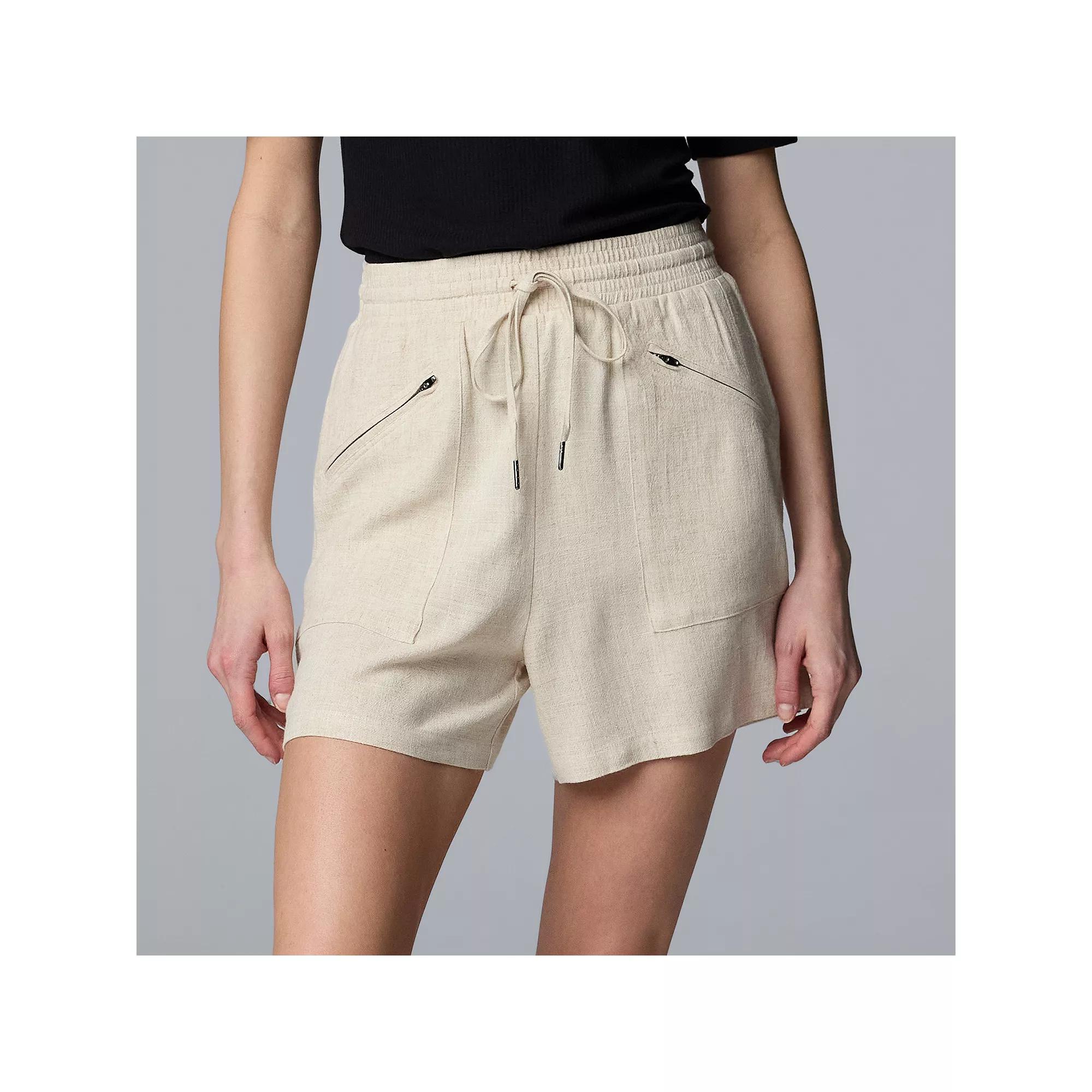 Women's Simply Vera Vera Wang Zip Front Shorts, Size: Small, Vera Flax Product Image