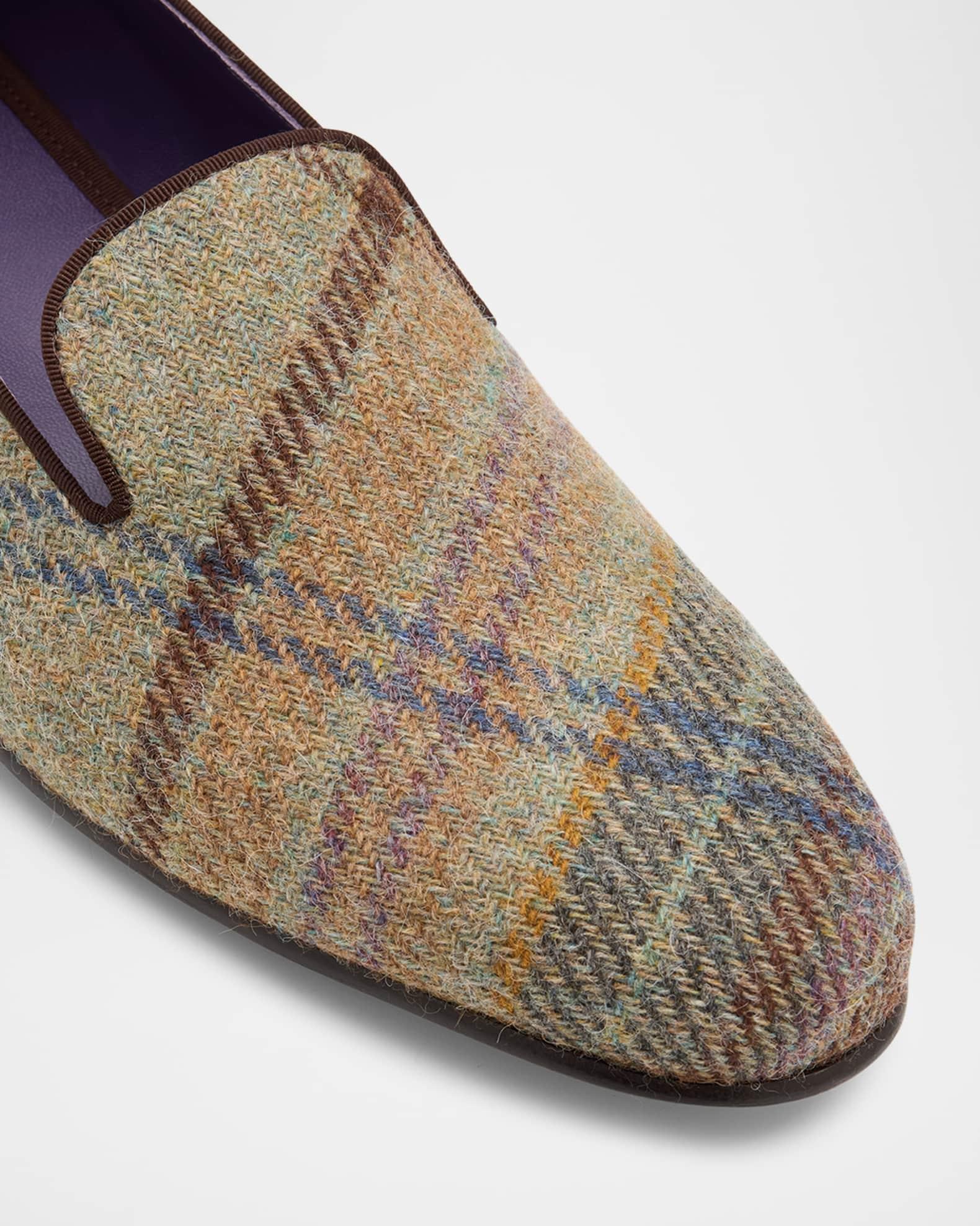 Men's Alonzo Crest Wool Plaid Smoking Slippers Product Image