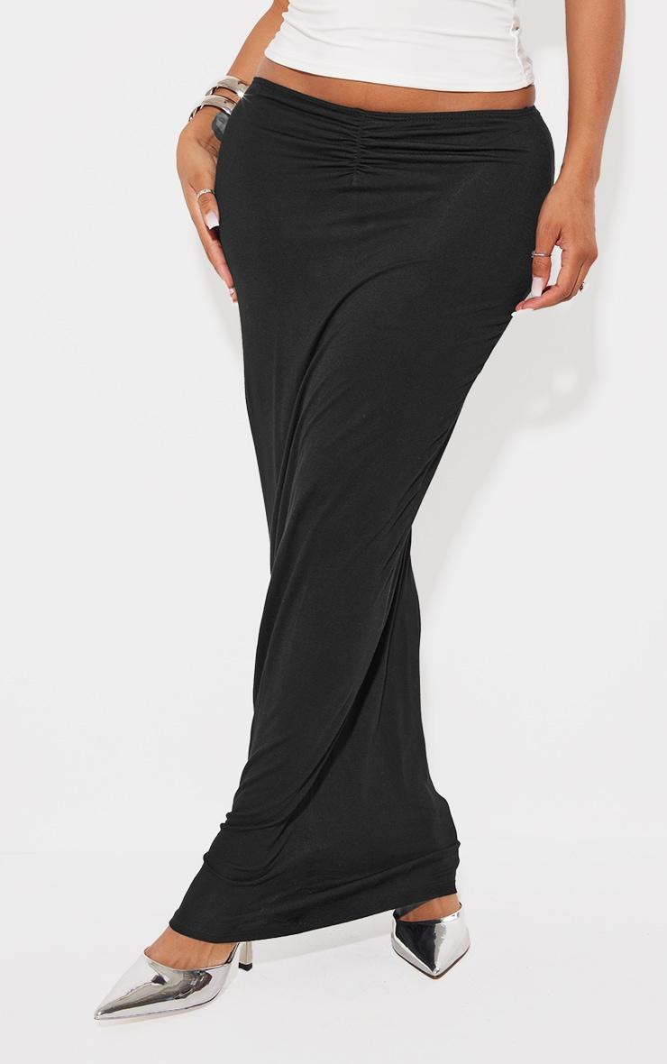 Shape Black Jersey Ruched V Waist Midaxi Skirt Product Image