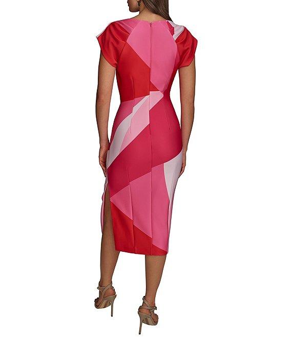 Donna Karan Scuba Boatneck Cap Sleeve Midi Sheath Dress Product Image