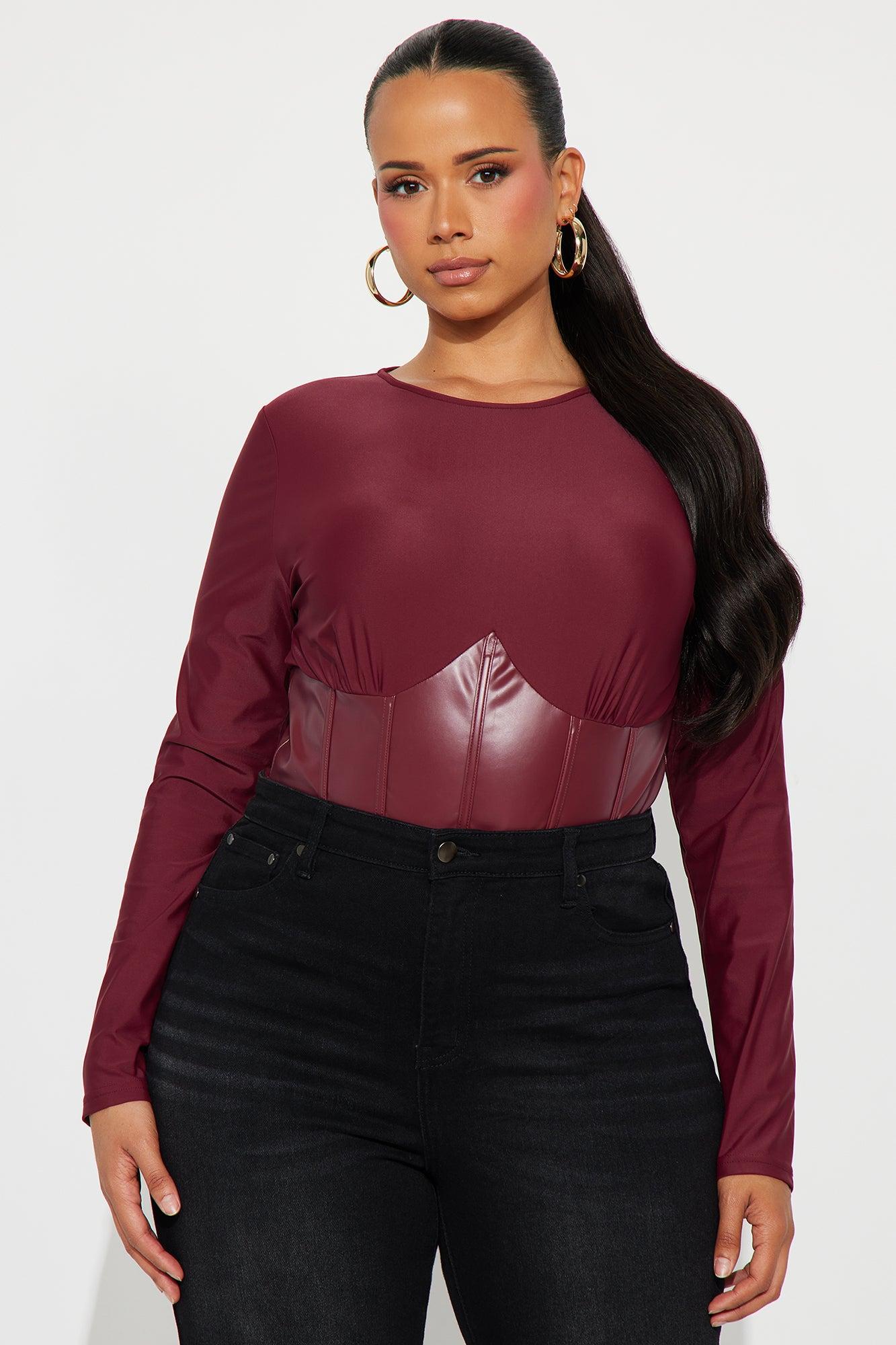 Excite Me Corset Bodysuit - Burgundy Female Product Image