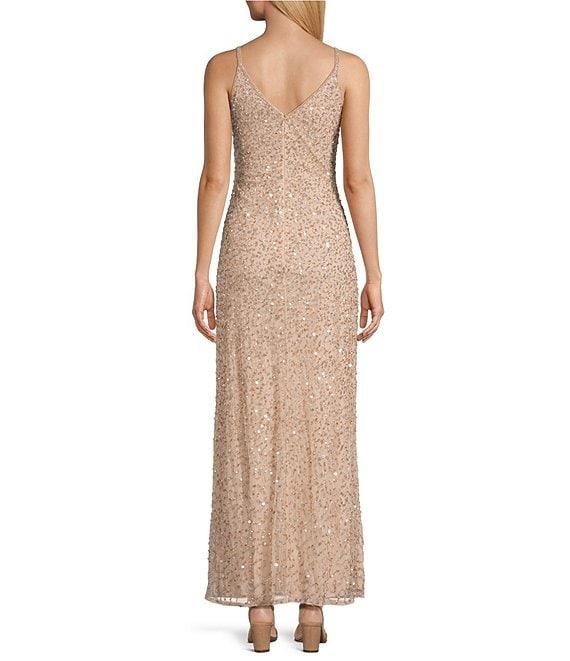 Pisarro Nights Beaded Mesh V-Neck 3/4 Sleeves A-Line 2-Piece Jacket Dress Product Image