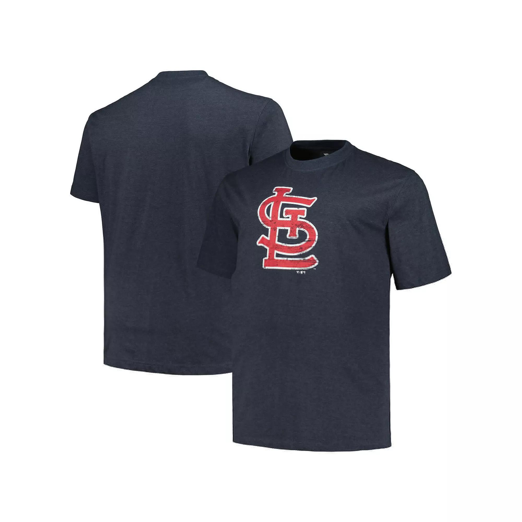Men's Profile Heather Navy St. Louis Cardinals Big & Tall Weathered Logo T-Shirt, Size: 2XLT, Blue Product Image