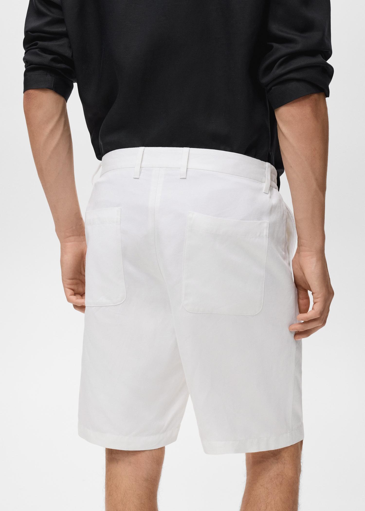 Linen-blend shorts with an elastic waistband - Men | MANGO USA Product Image