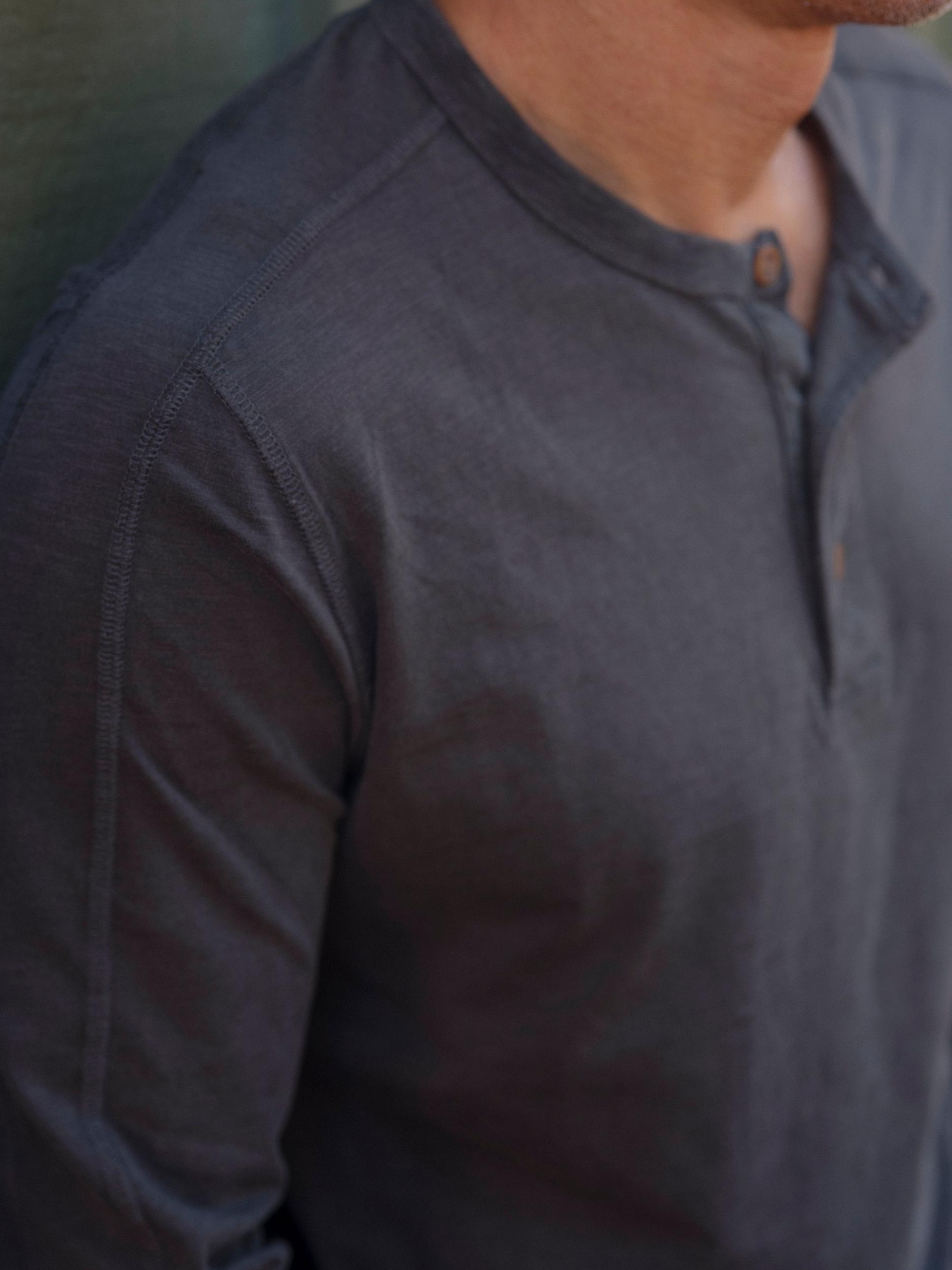 Hewitt Garment Dyed Henley - Washed Black Product Image