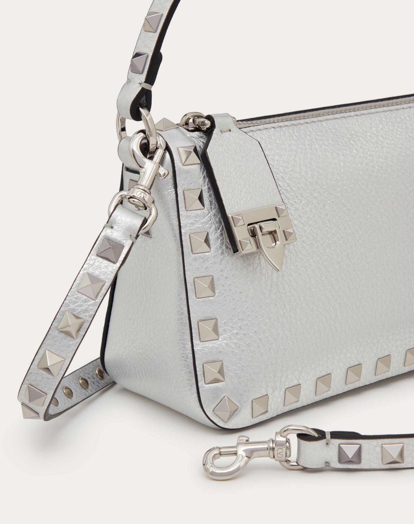 Small Rockstud Grainy Metallic Calfskin Crossbody Bag  Product Image