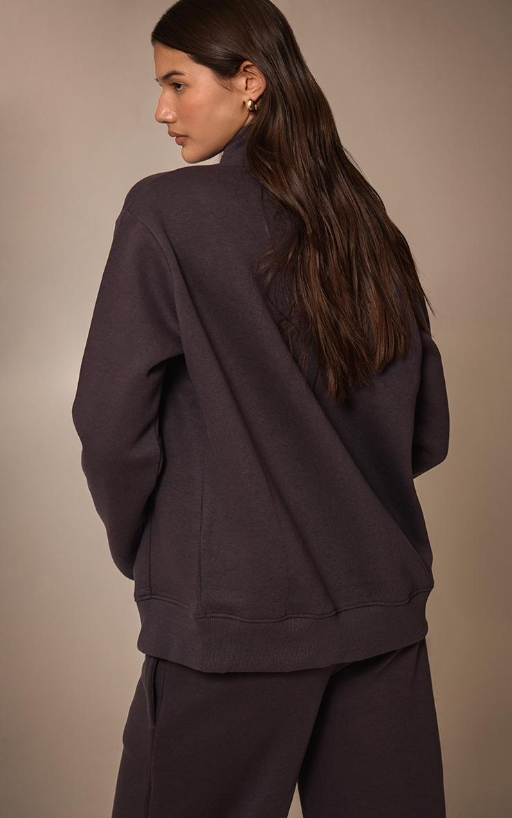 Charcoal Seam Detail Zip Through Track Top Product Image