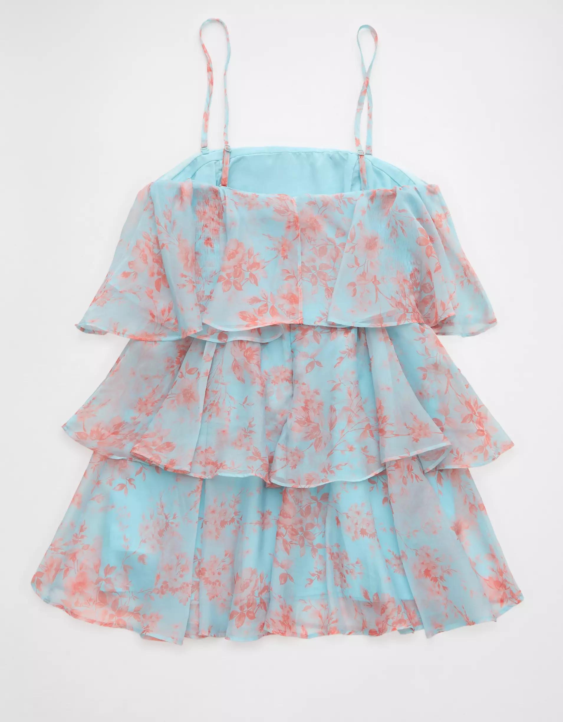 AE Strapless Ruffle Tiered Mini Dress Product Image