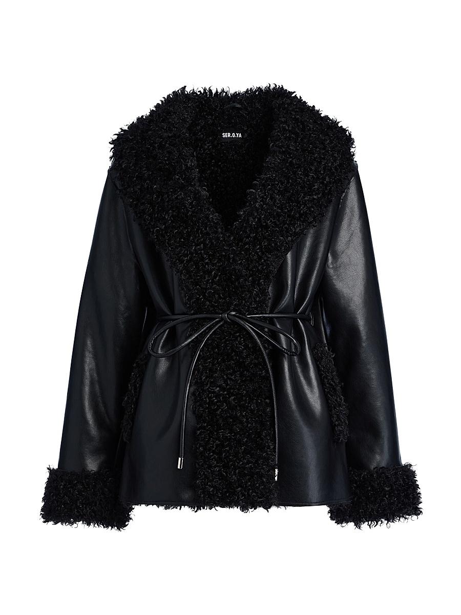 Womens Roxanne Leather Coat Product Image