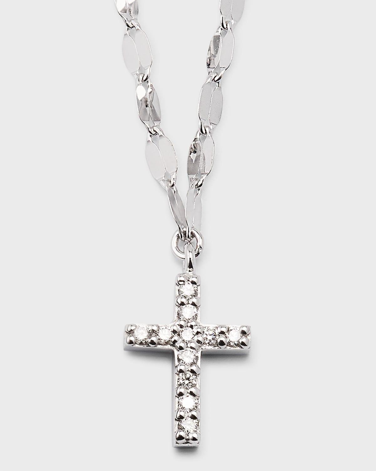 Womens 14K White Gold & 0.05 TCW Diamond Cross Pendant Necklace Product Image