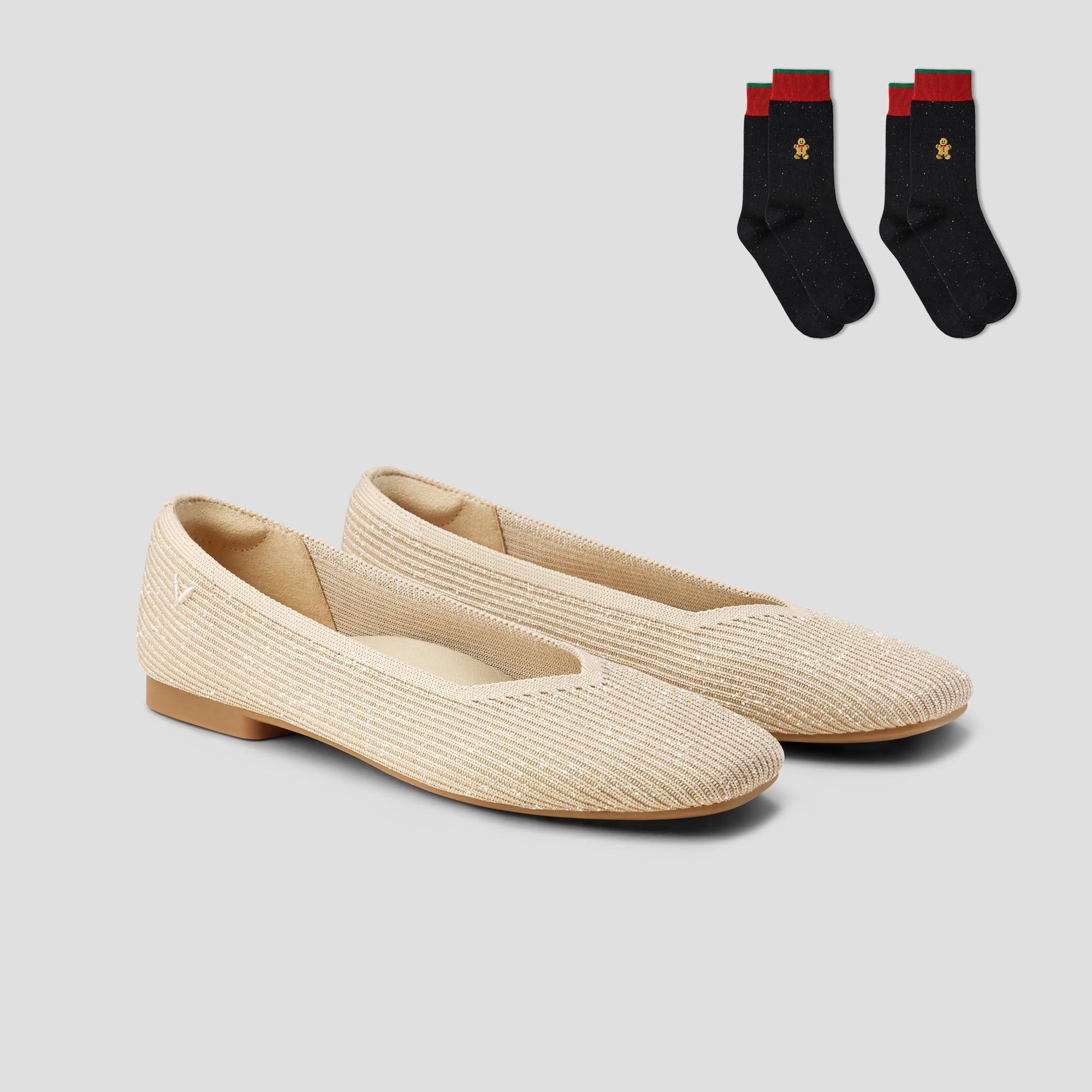 Square-Toe V-Cut Flats (Margot 2.0) Product Image