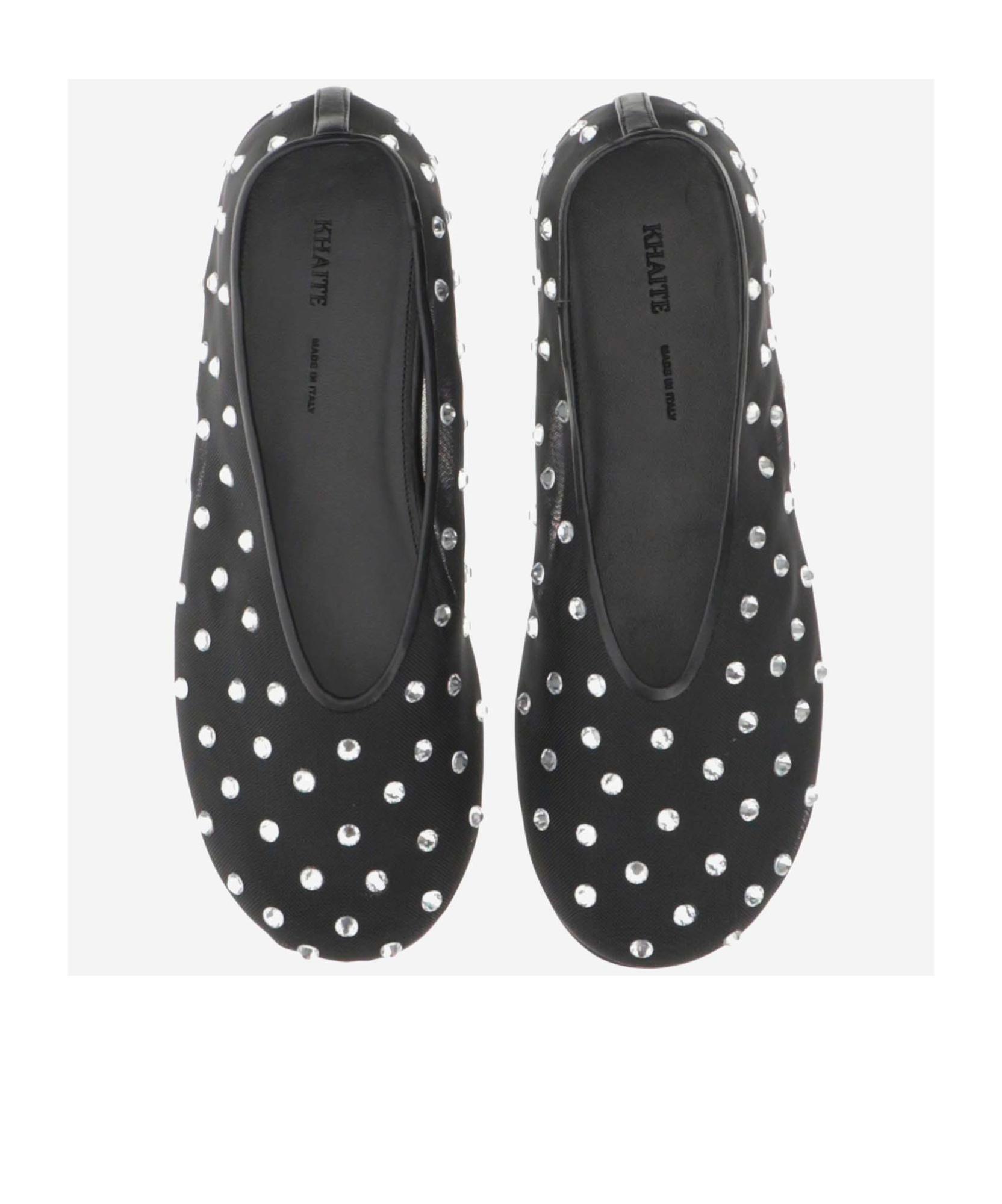 KHAITE Marcy Crystal-embellished Mesh Flats In Black Product Image