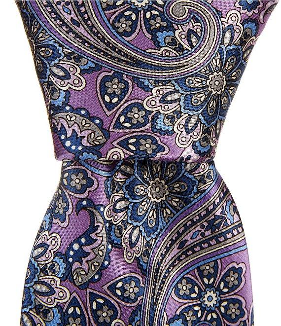 Hickey Freeman Printed Flower 3 1/4#double; Woven Silk Tie Product Image