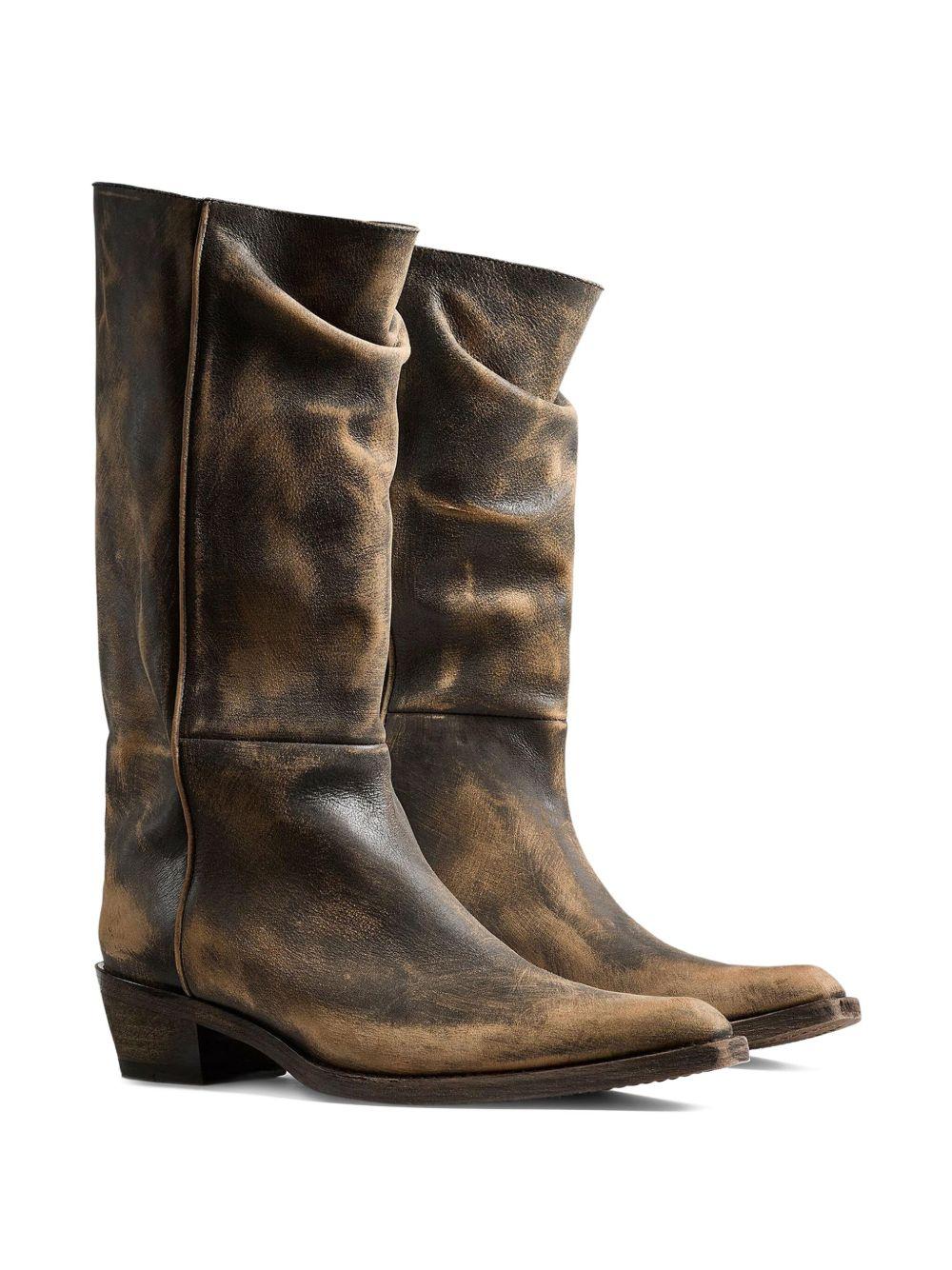 calf leather pointed-toe boots Product Image