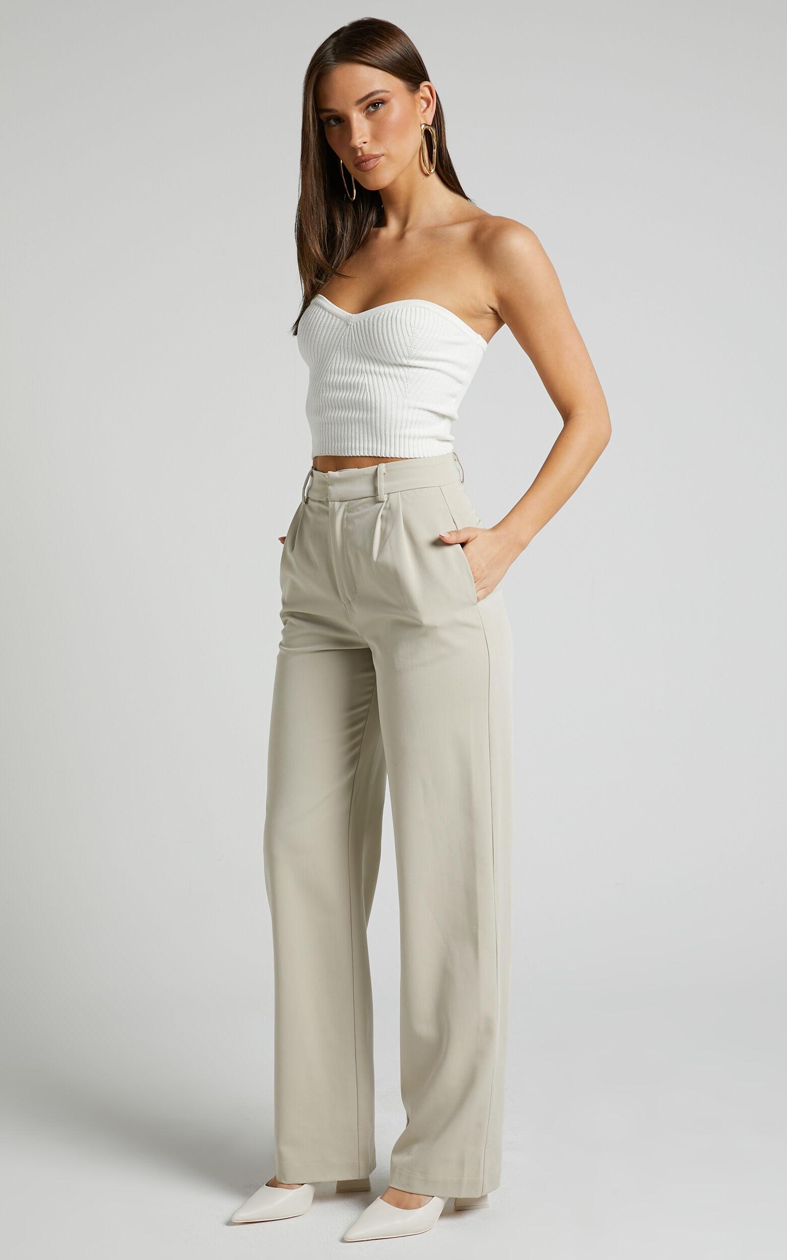 Lorcan Pants - High Waisted Tailored Pants in Stone Product Image