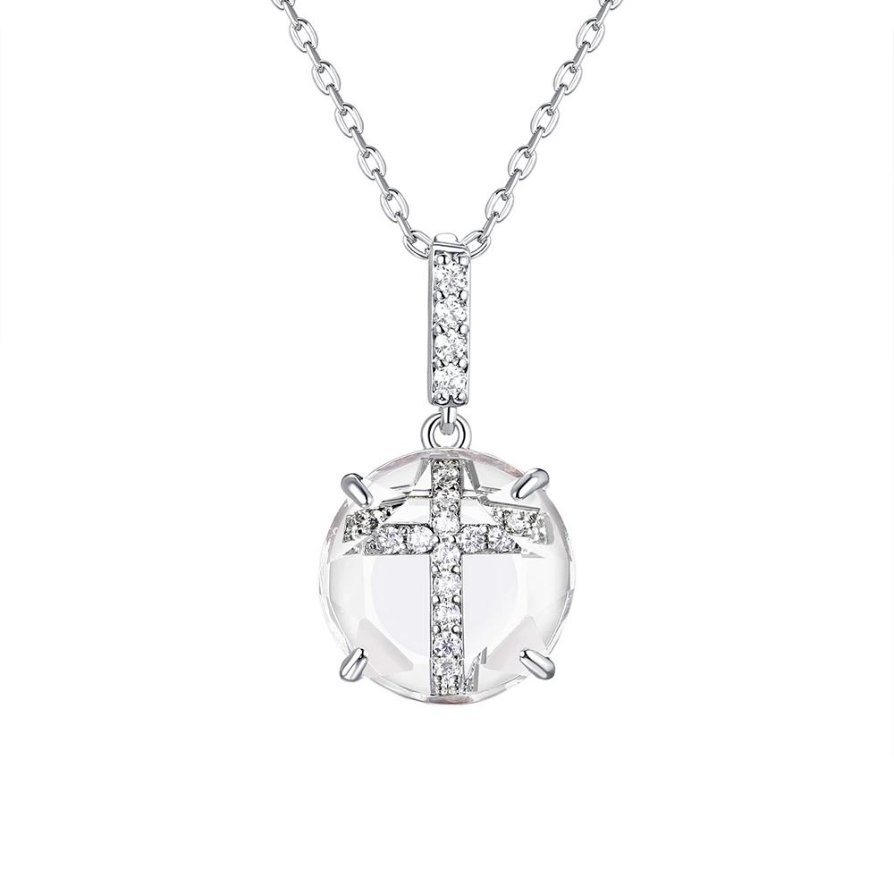 La Lumina Silver-Plated Cubic Zirconia Accent Cross Pendant Necklace, Women's,  Product Image