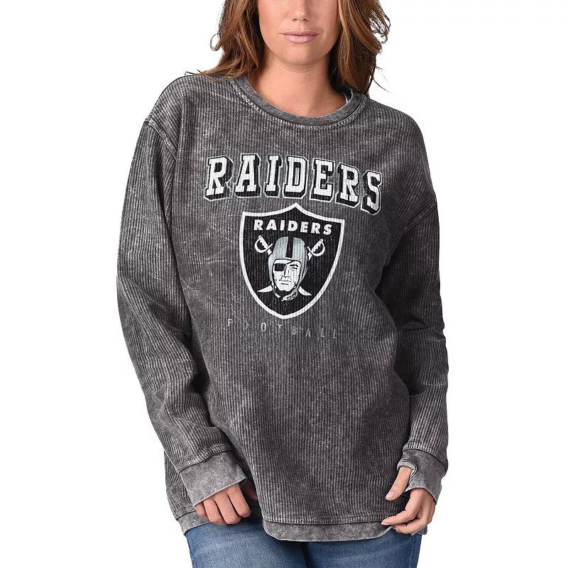 Women's G-III 4Her by Carl Banks Black Las Vegas Raiders Comfy Cord Pullover Sweatshirt,  Product Image