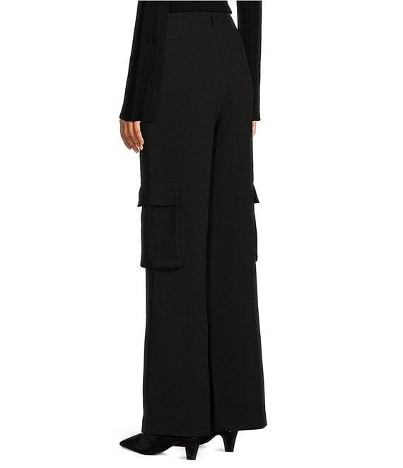 Le' AL.X Woven Crepe High Rise Pleated Front Cargo Suit Wide Leg Coordinating Pants Product Image