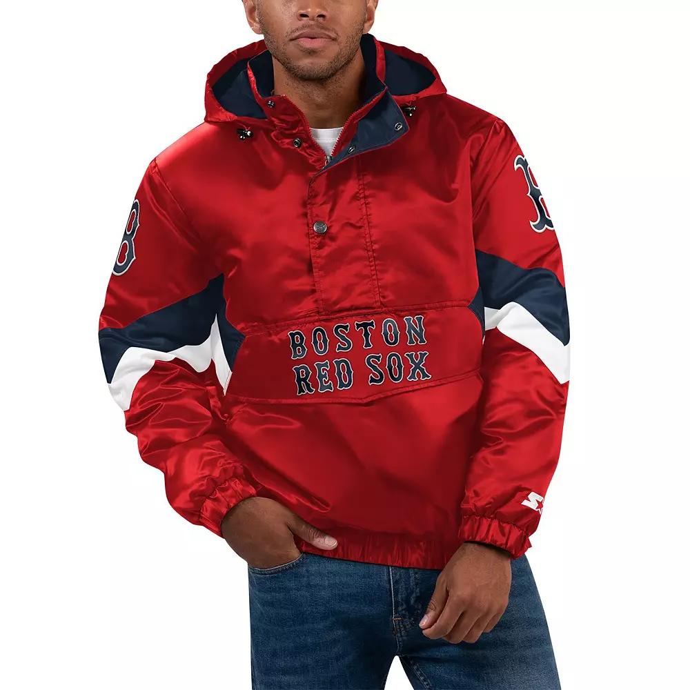 Men's Starter Black Boston Red Sox Force Play II Half-Zip Hooded Jacket, Size: 2XL Product Image