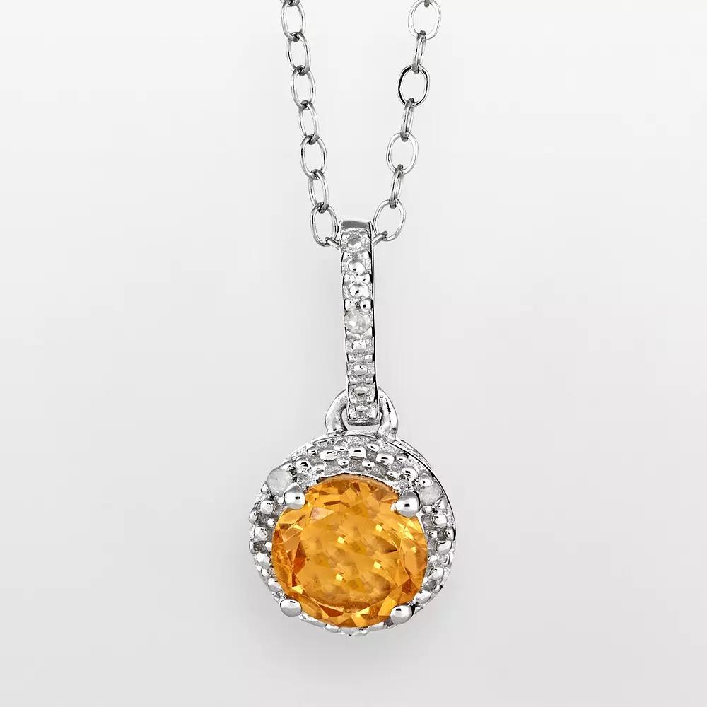 Celebration Gems Sterling Silver Amethyst and Diamond Accent Frame Pendant, Women's,  Product Image