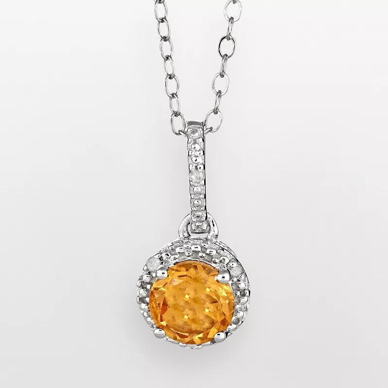 Celebration Gems Sterling Silver Amethyst and Diamond Accent Frame Pendant, Women's,  Product Image