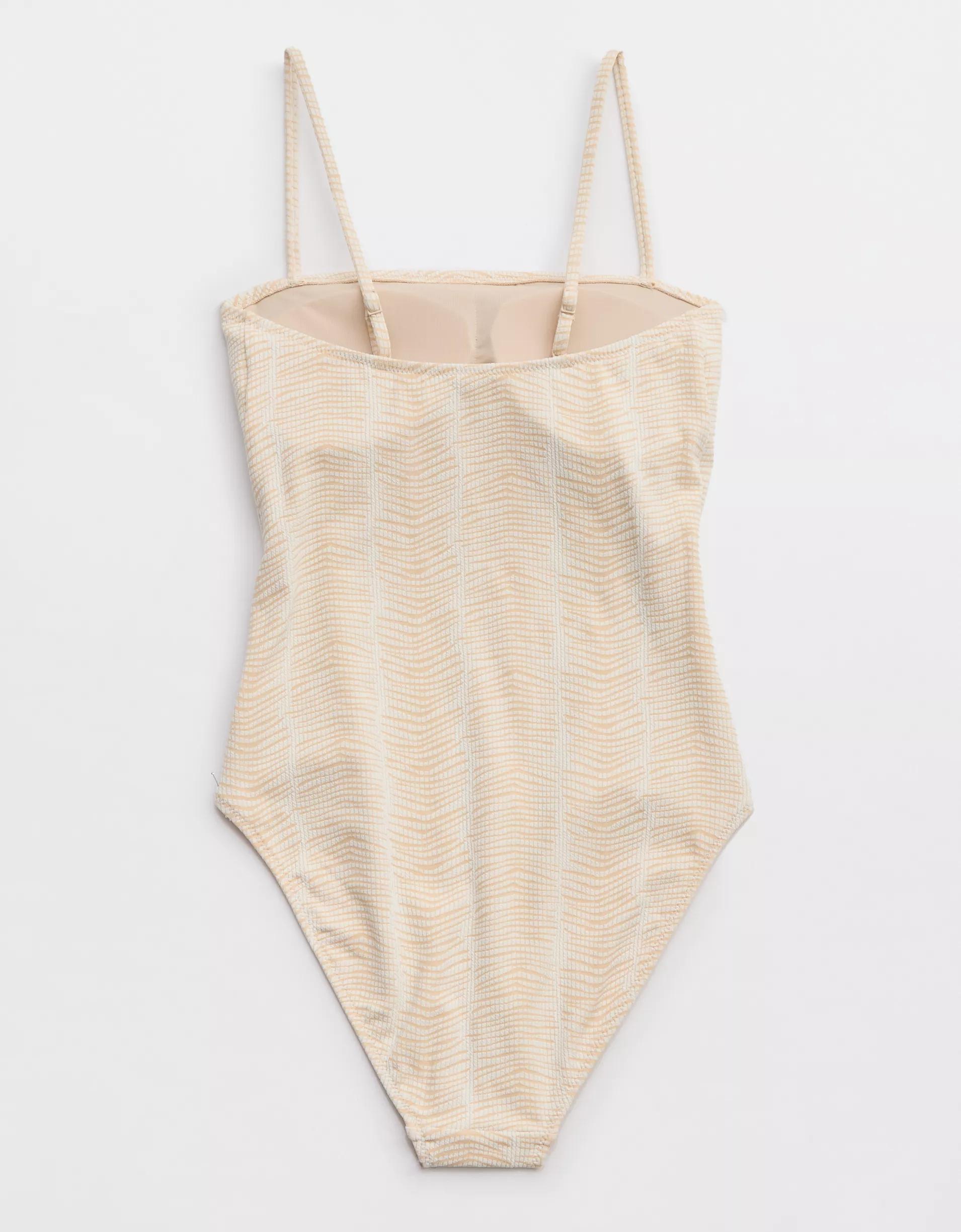 Aerie Jacquard Bandeau One Piece Swimsuit Product Image