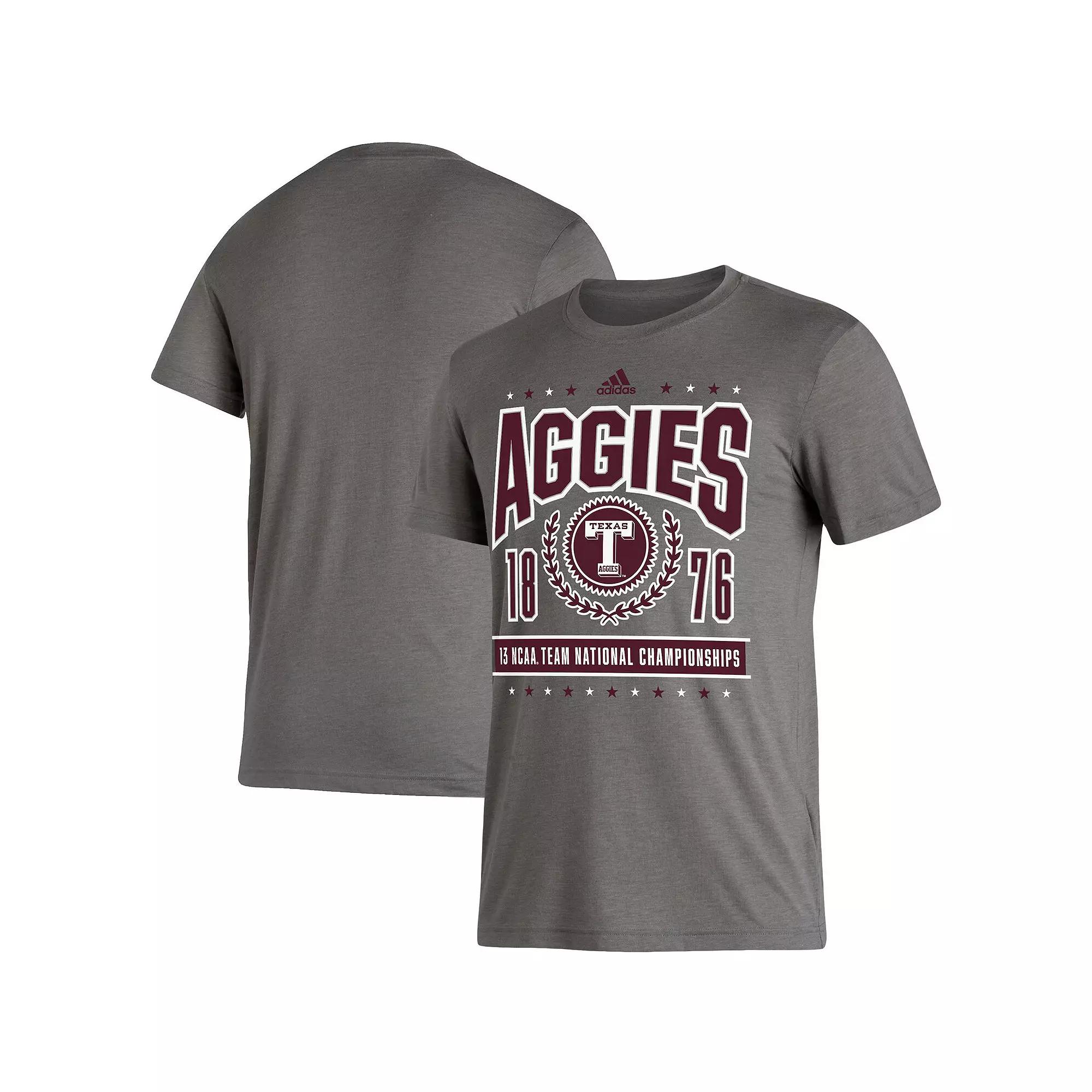 Men's adidas Heather Charcoal Texas A&M Aggies 13 NCAA Team National Championships Reminisce Tri-Blend T-Shirt,  Product Image