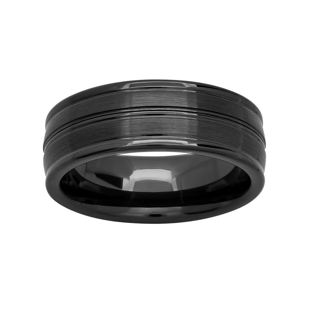 Jewelry Nation Black Ion-Plated Ceramic Double Row Band - Men, Men's,  Product Image