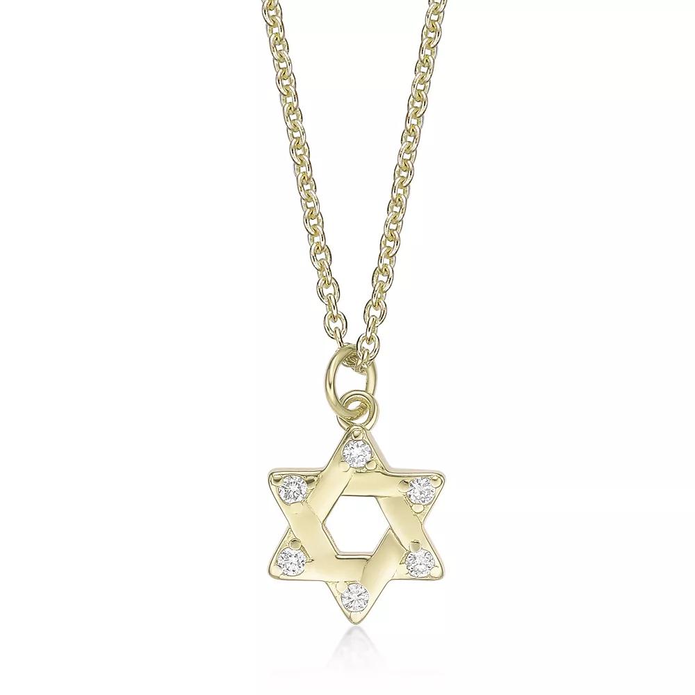 Gemminded 18k Gold Over Silver Lab-Created Diamond Accent Star Of David Pendant Necklace, Women's, Size: 18", Gold Tone Product Image