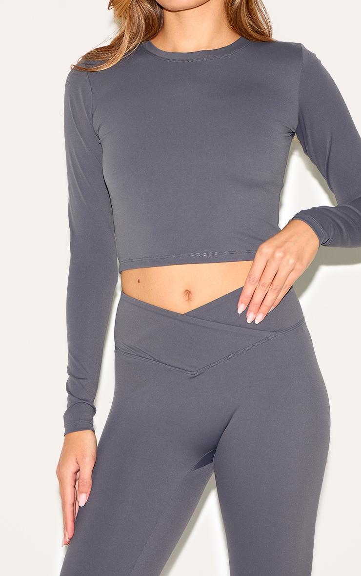 Charcoal Sculpt Wrap Waist Gym Leggings Product Image