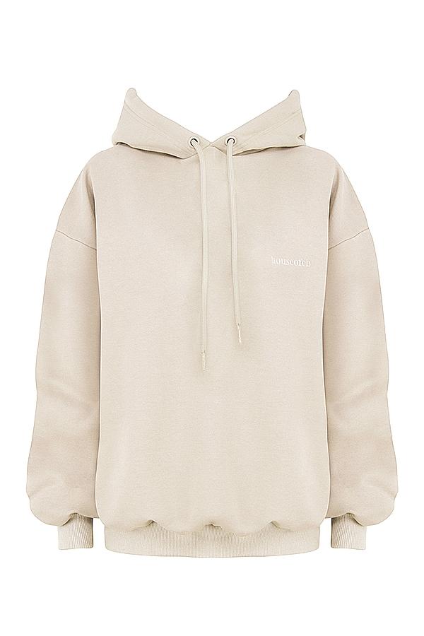 Halo  oatmeal cotton fleece-back oversized hoodie Product Image