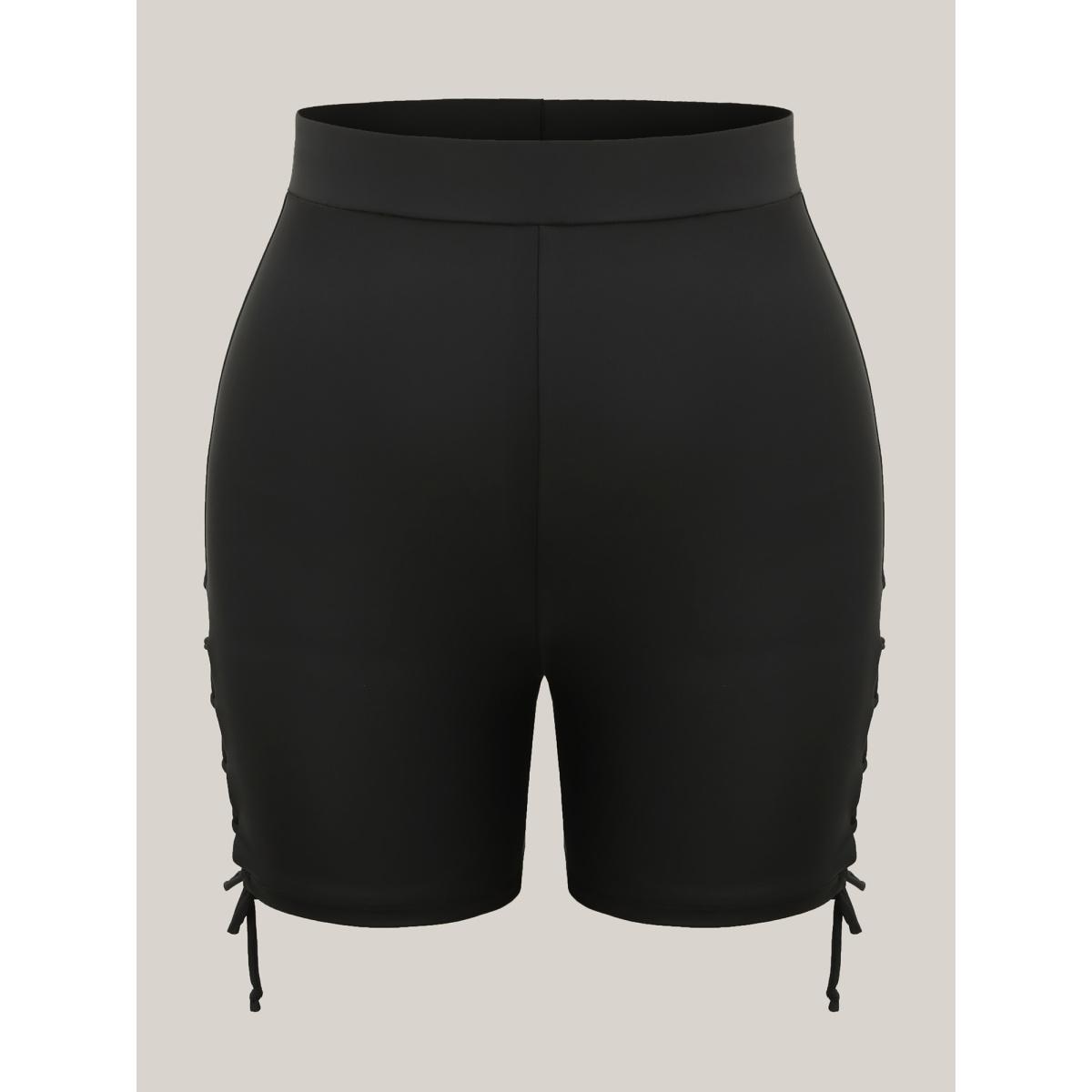 Plus Size Cross-Ties Cut-Out Sculpting Swim Bottoms Women's Swimwear Black Beach Tie knot High stretch Skinny High Rise Curve Swim Bottoms BloomChic 22-24/3X Product Image