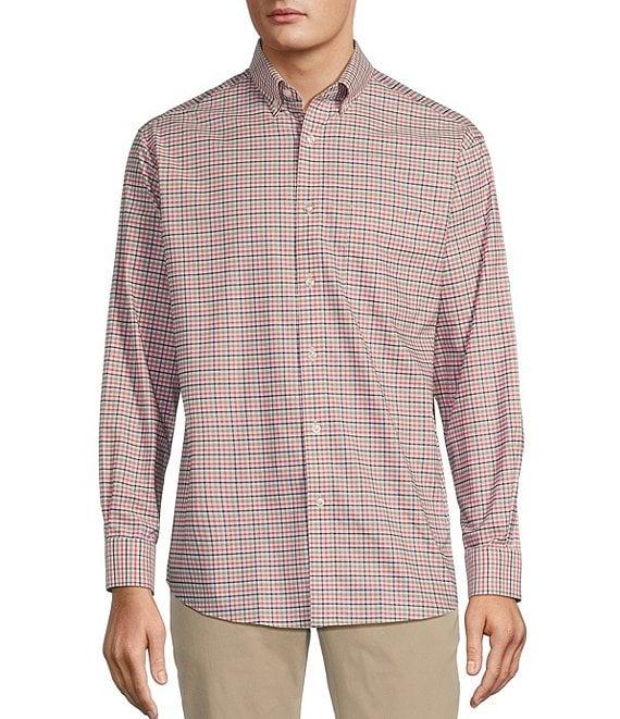 Gold Label Roundtree & Yorke Non-Iron Long Sleeve Mini Plaid Pattern Oxford Sport Shirt Product Image