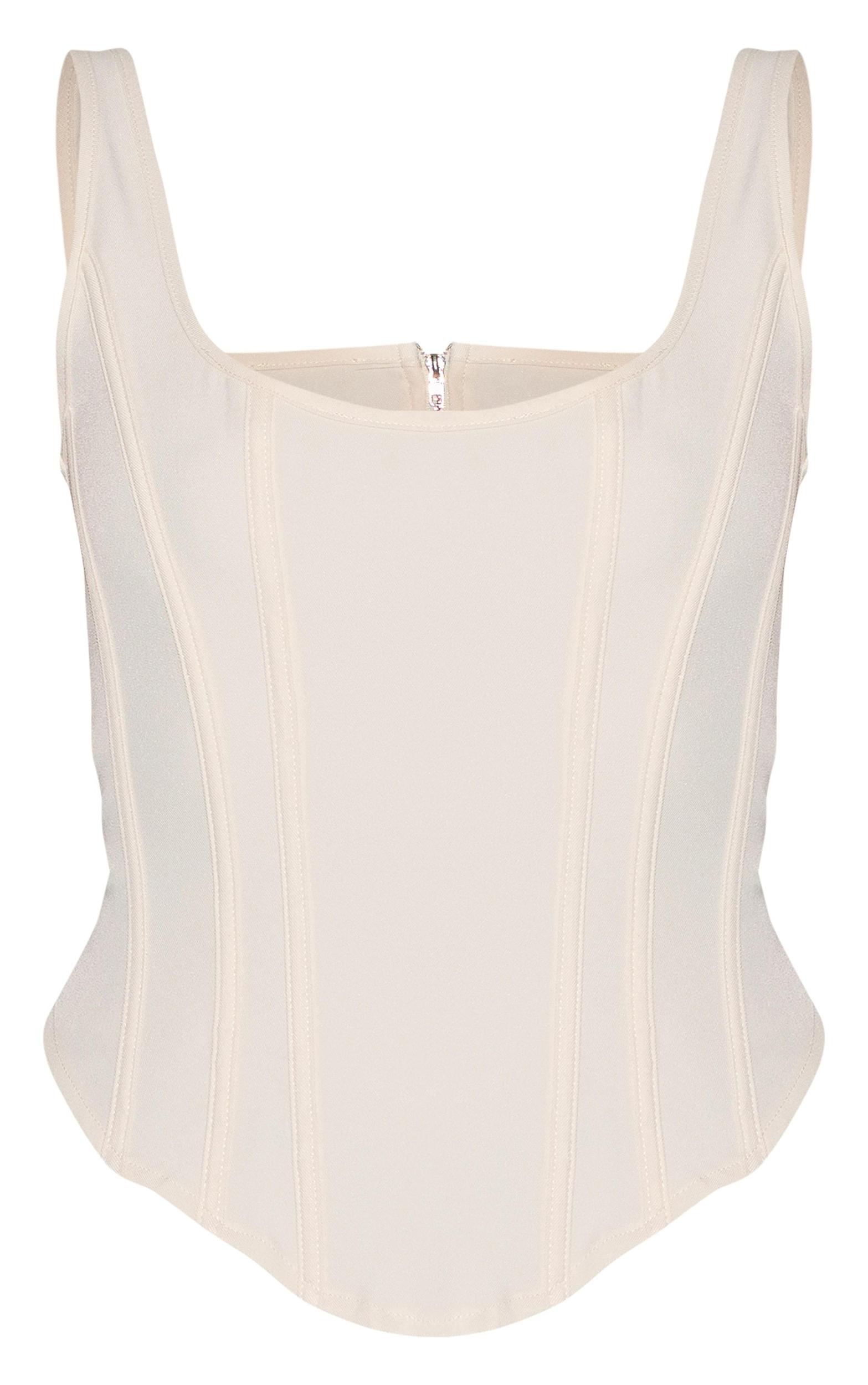 Cream Boned Dip Hem Longline Corset Product Image