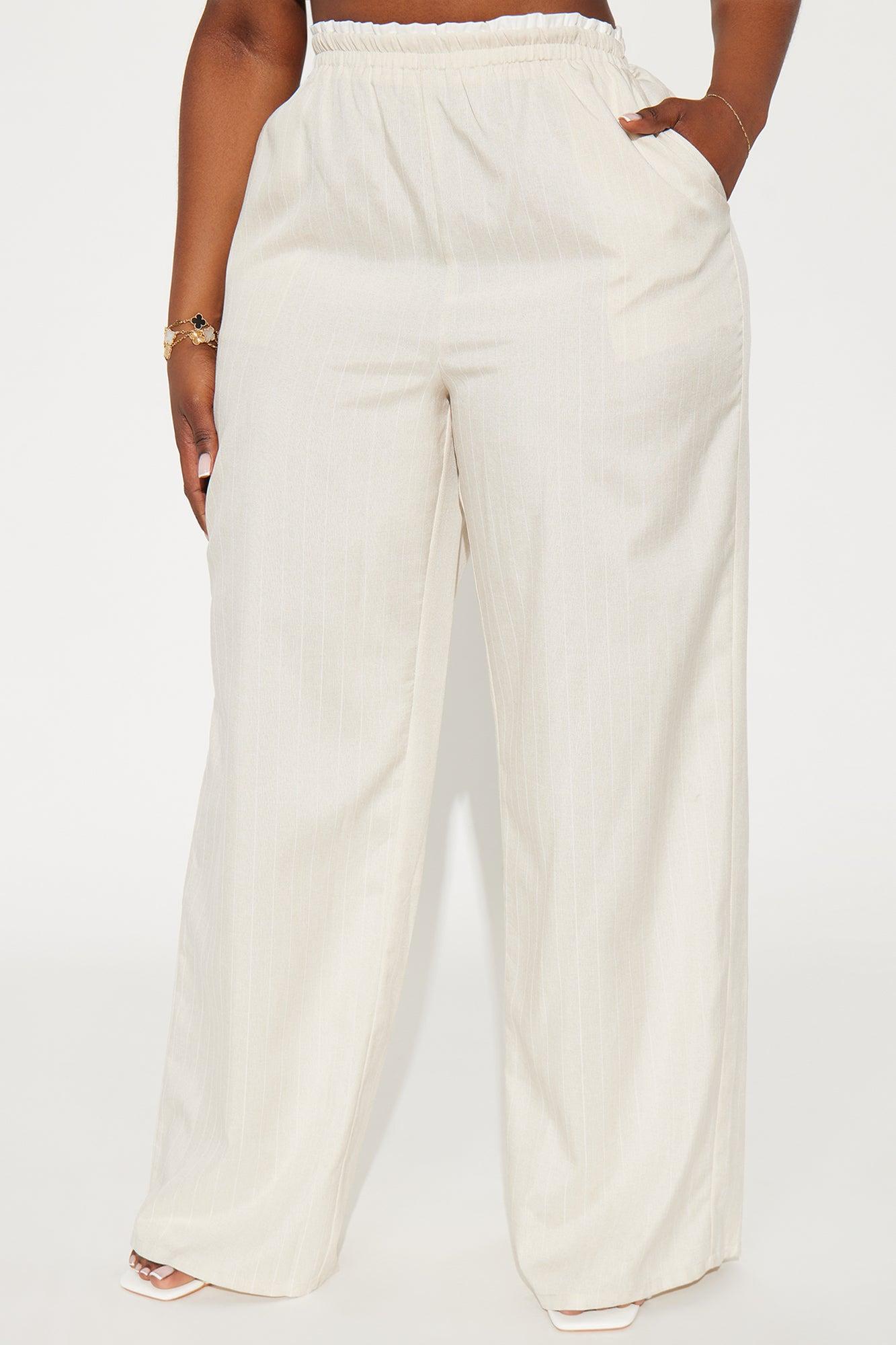 Nolan Pinstripe Double Waistband Pant - Tan Product Image