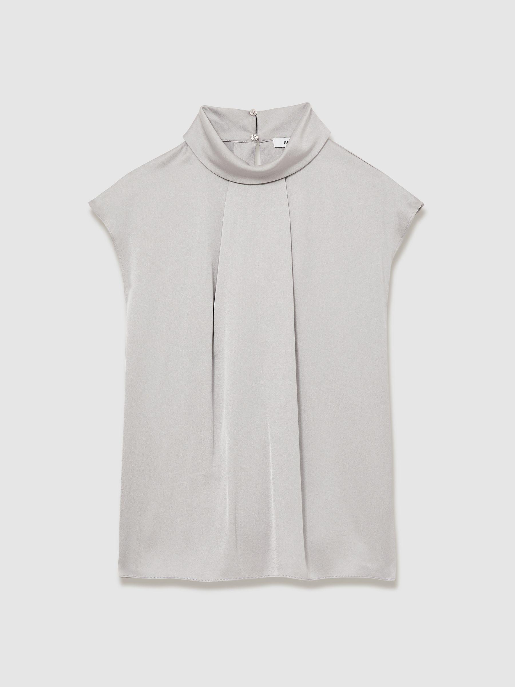 High Neck Shell Top in Grey Product Image