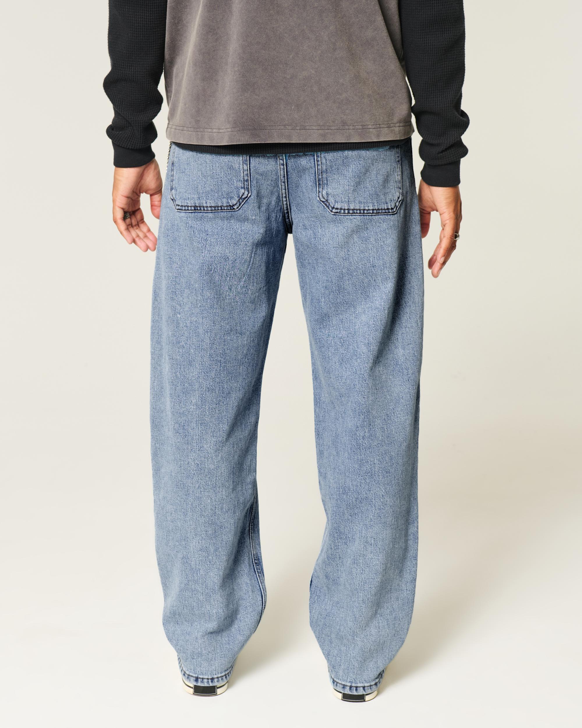 Medium Wash Skater Baggy Jeans Product Image