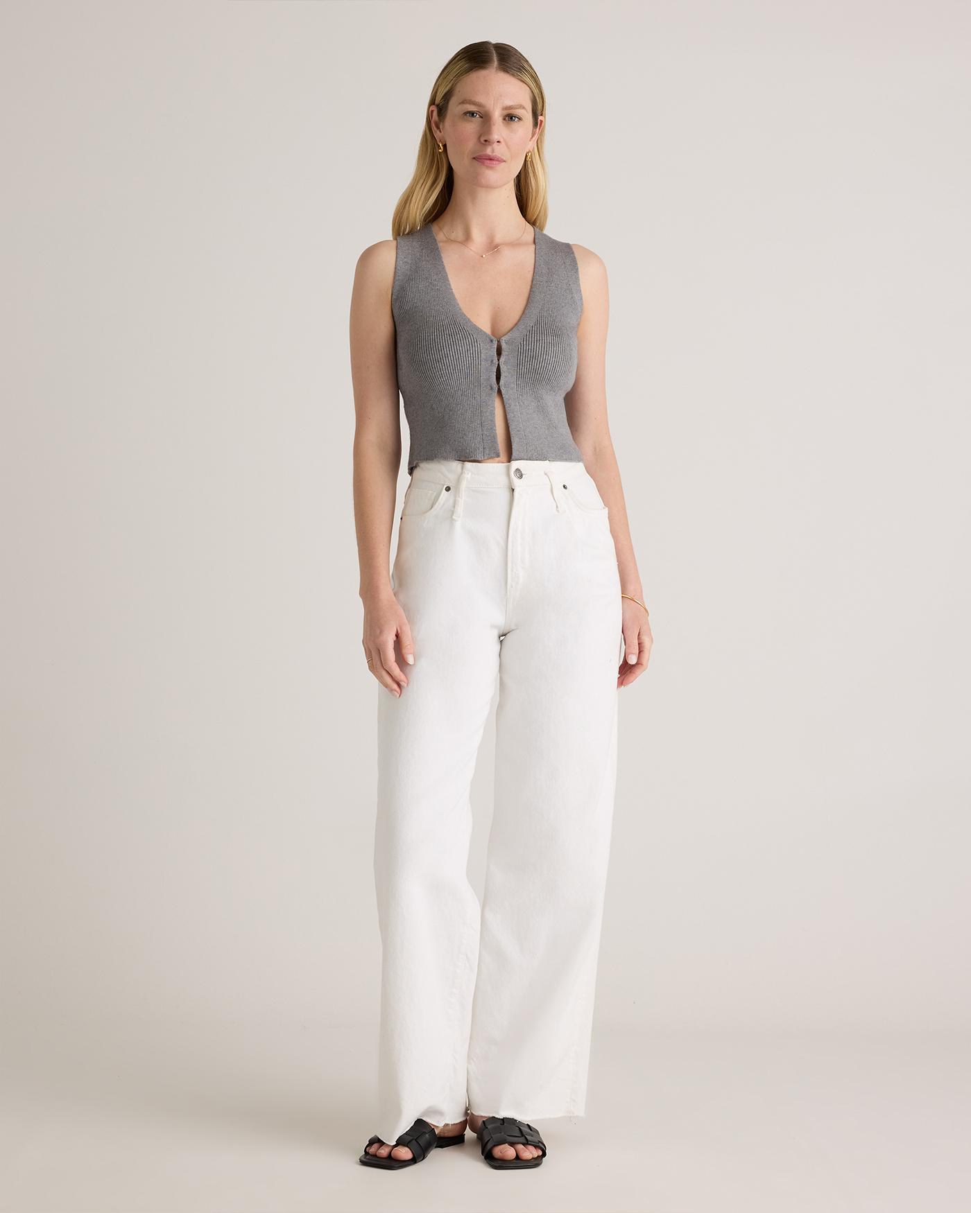 Quince | Women's Eco-Knit Split Front Sweater Vest Size XS Product Image