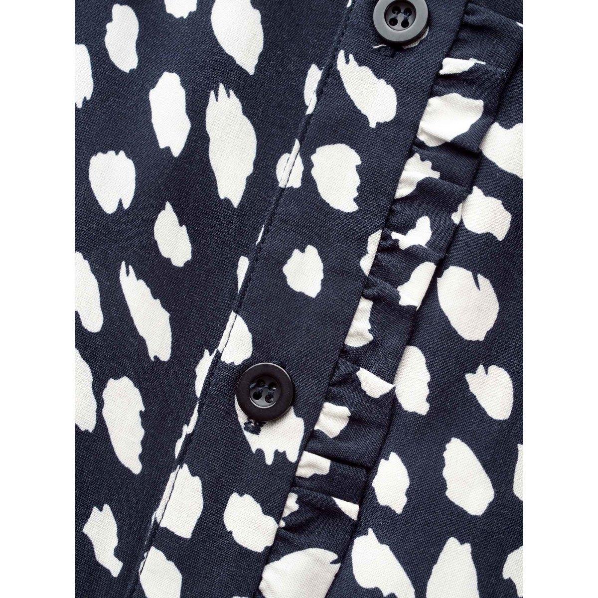 Plus Size Indigo Leopard Print Ruffles Lantern Sleeve Blouse Women Elegant Long Sleeve Round Neck Everyday Blouses BloomChic 22-24/3X Product Image