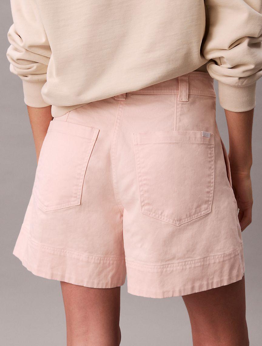 Cotton Stretch Twill Pleated Bermuda Shorts  Product Image