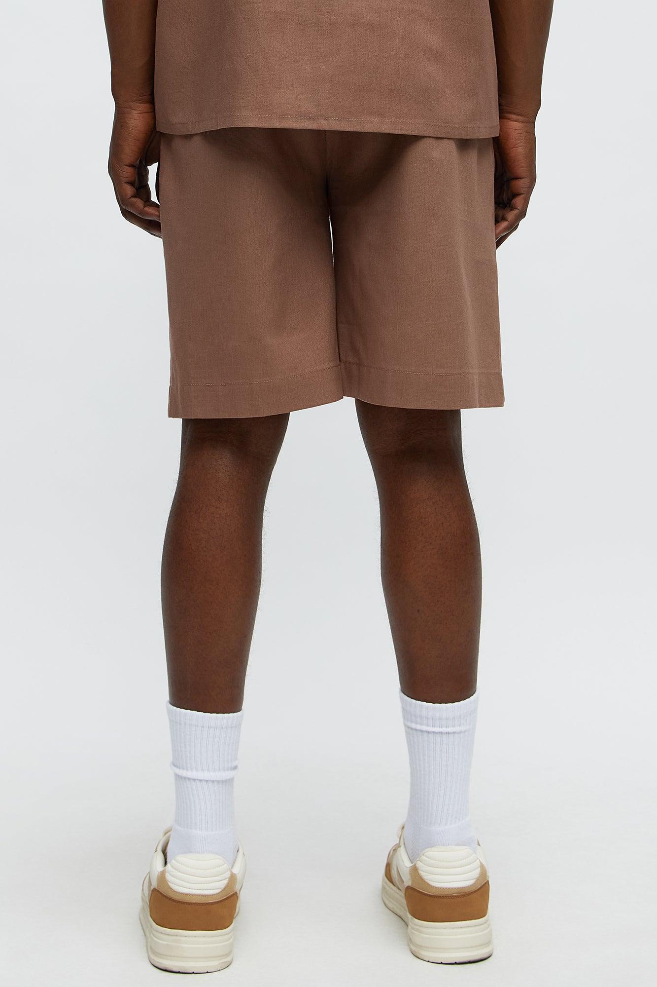 Chai Linen Like Relaxed Shorts - Brown Male Product Image