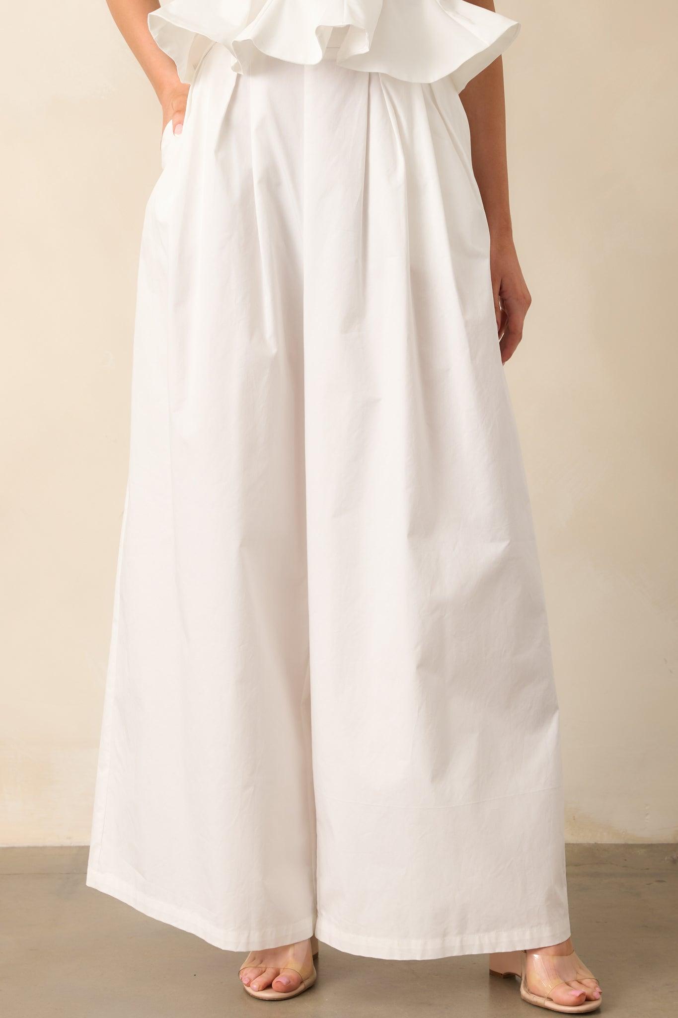 Everyday Bliss Cotton White Wide Leg Pants Product Image