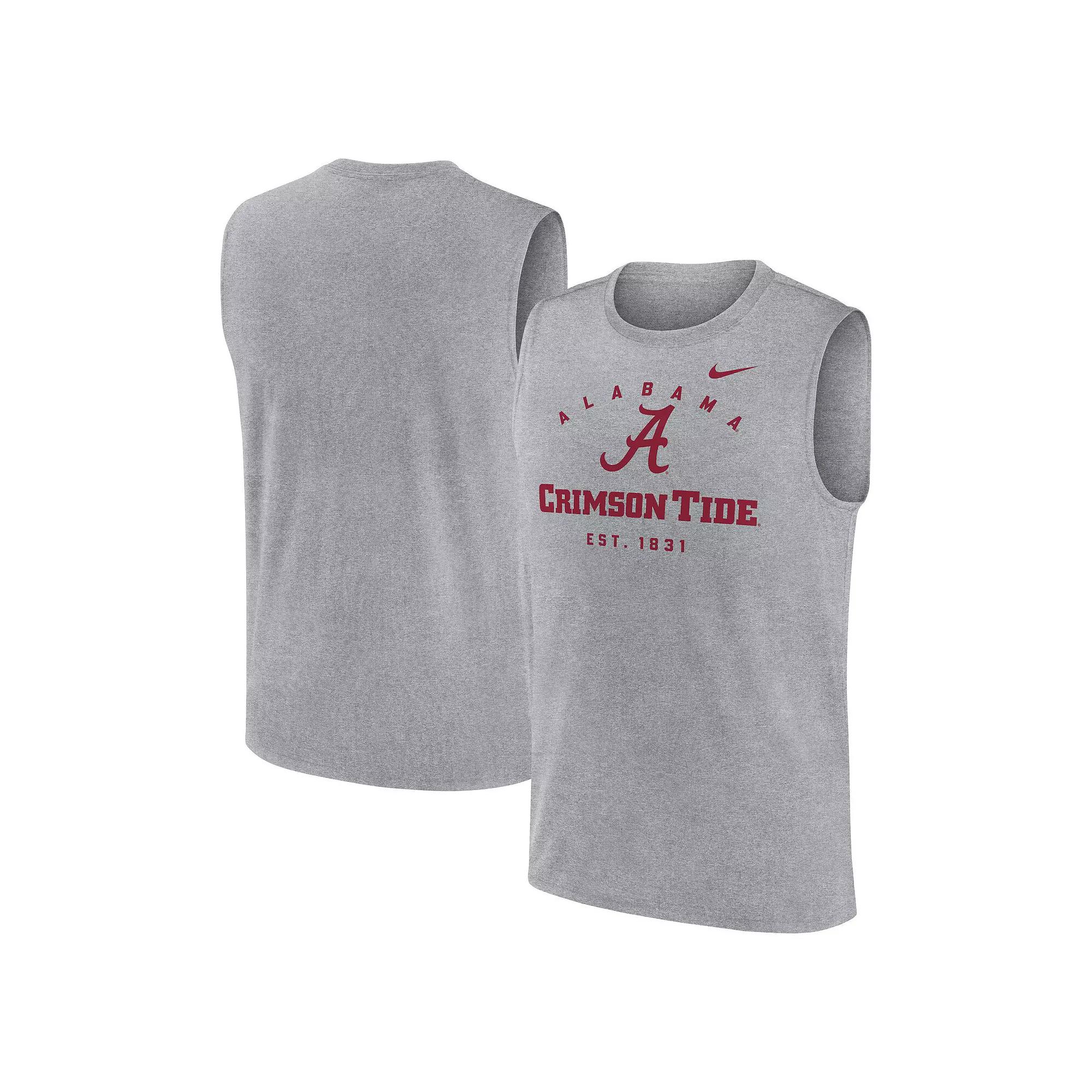 Men's Nike Heather Gray Alabama Crimson Tide Primetime Legend Lock Up Performance Muscle Tank Top,  Product Image