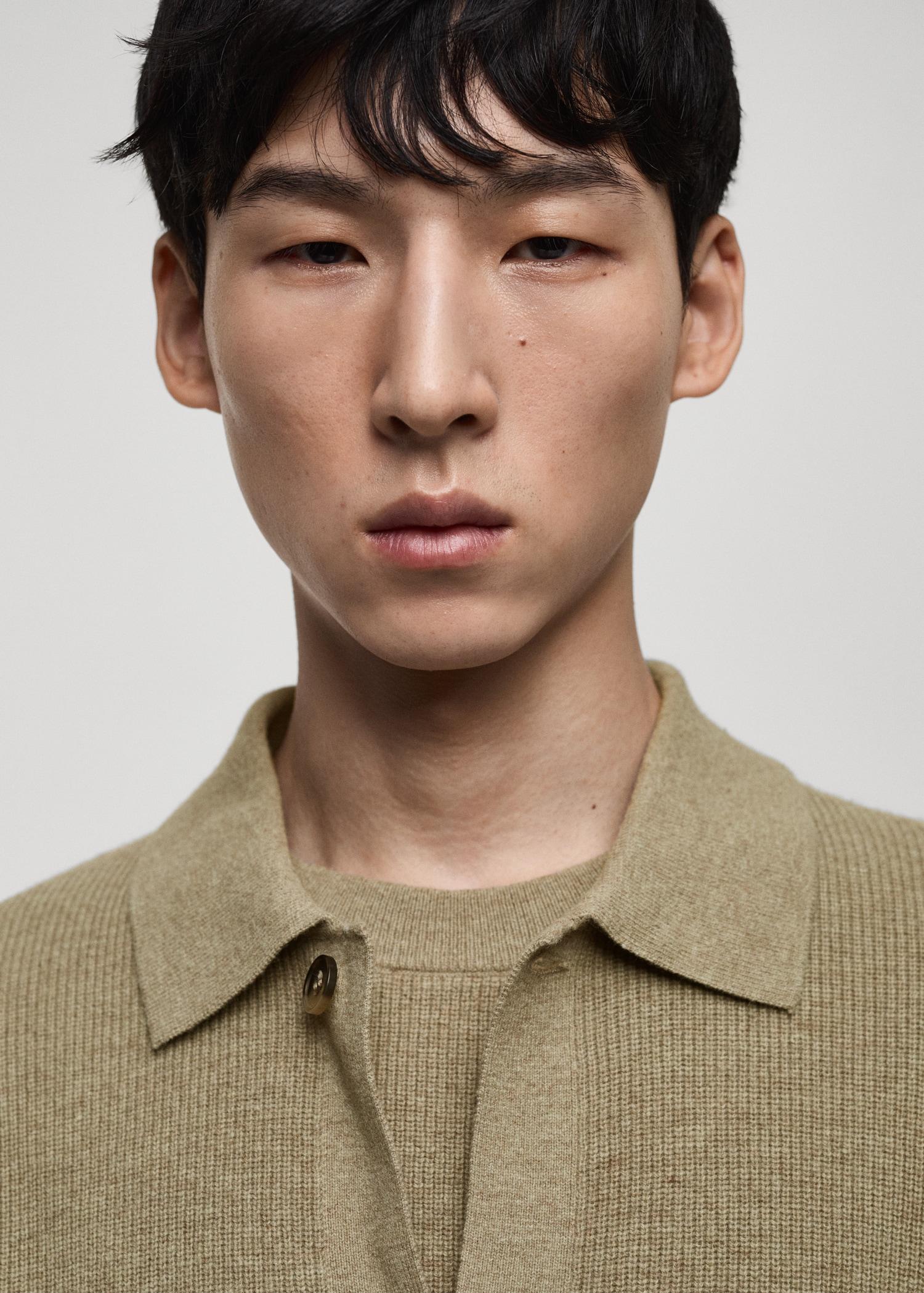 Wool blend polo cardigan - Men | MANGO USA Product Image