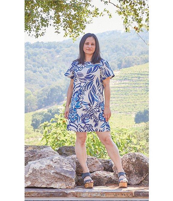 Bryn Walker Coordinating Wes Azzurra Print Round Neck Short Sleeve Tunic Product Image