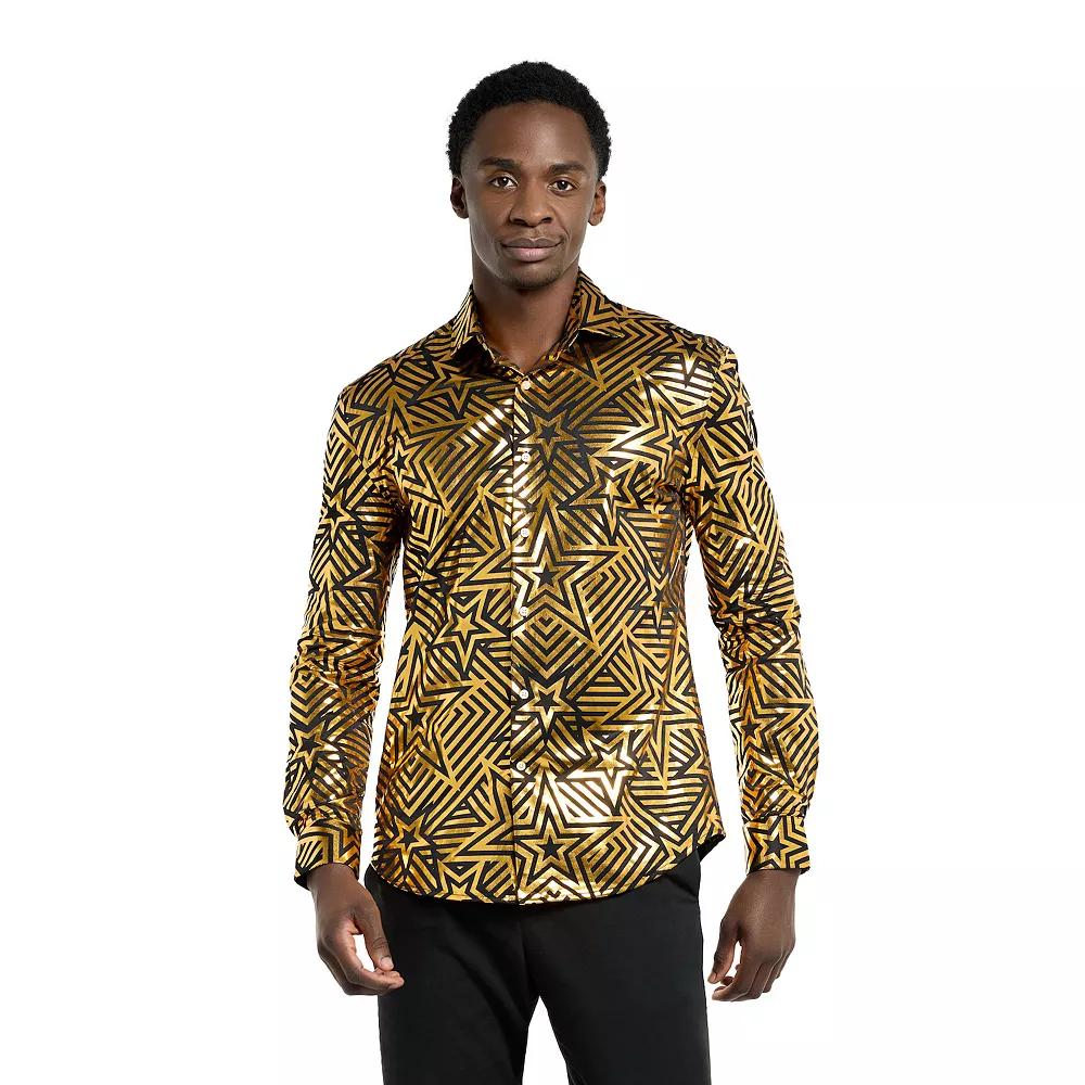 Men's OppoSuits Golden Geo Star Slim-Fit Button-Down Shirt,  Product Image