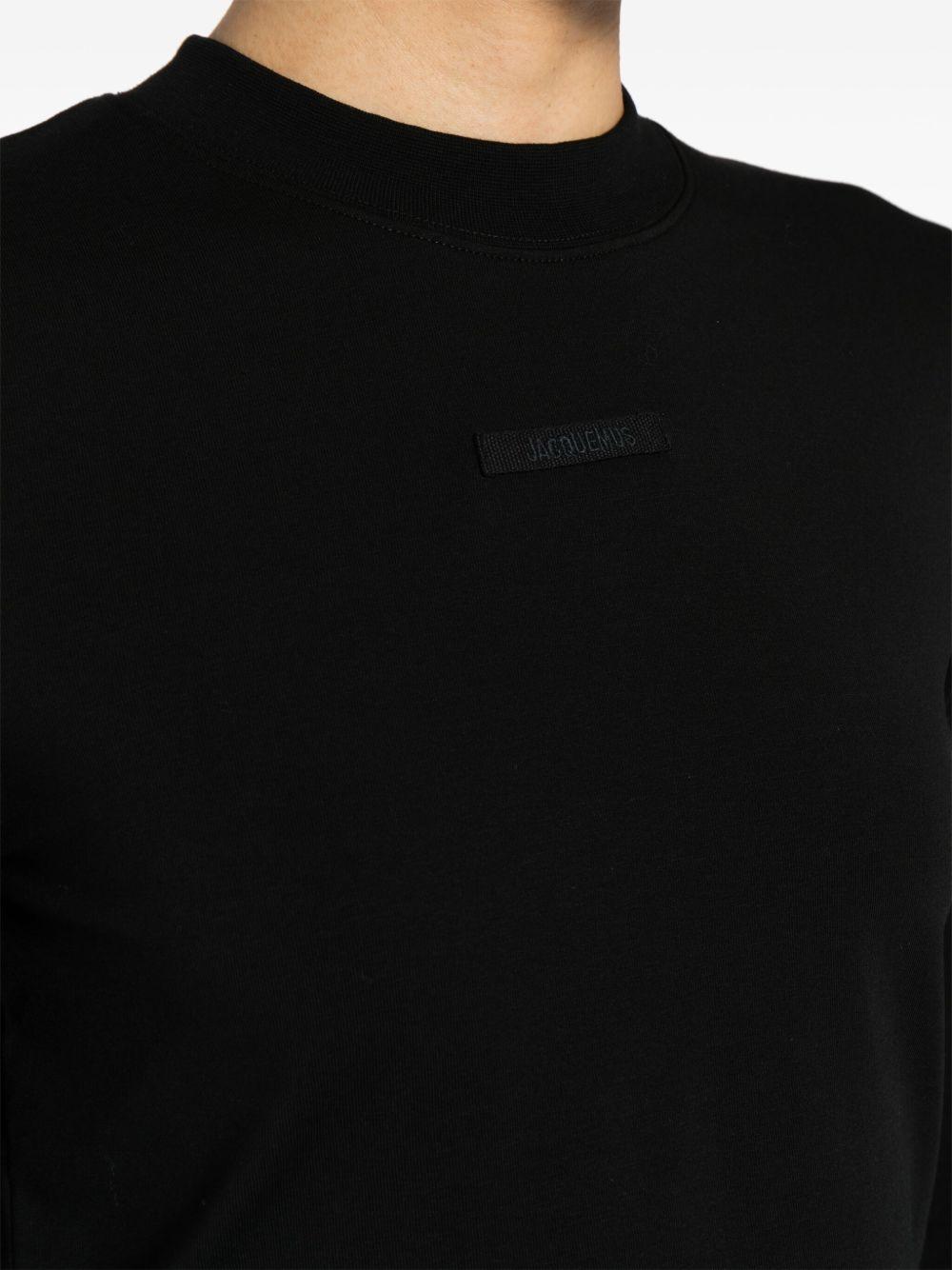 JACQUEMUS Top Le T-shirt Gros Grain In Cotone Stretch In Black Product Image