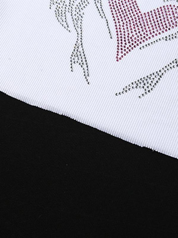 Heart Rhinestone U Neck Crop Tank Top Product Image