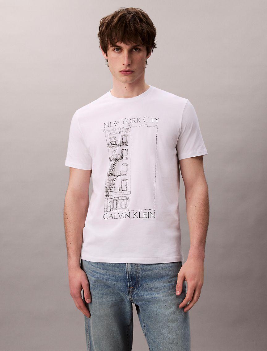 Calvin Klein Mens Apartment Logo Graphic Classic T-Shirt - Green Product Image